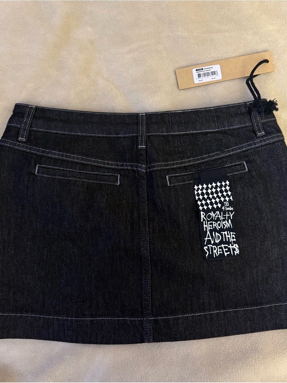 Ksubi Black Denim Mini Skirt with Front Zip Detail - Picture 2 of 2